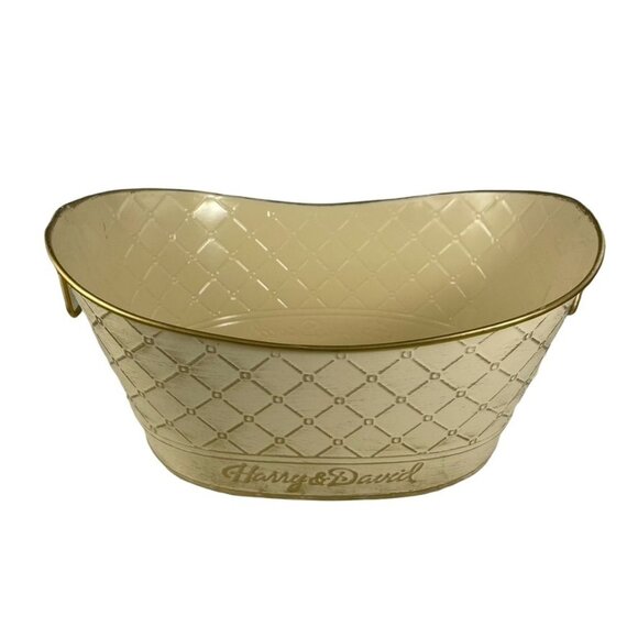 Harry & David Metal Storage Organizing  Container u Organizer Cream Gold Gift Ti - Picture 1 of 4